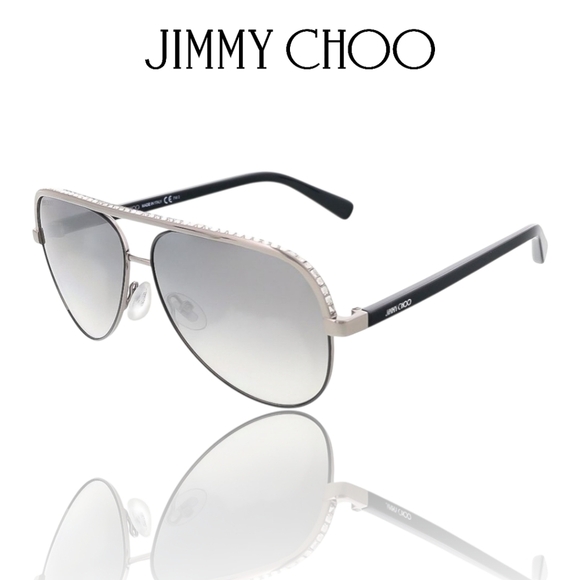 Jimmy Choo Accessories - Jimmy Choo LINA/S Silver Black Crystal Jeweled Aviator Gradient Sunglasses